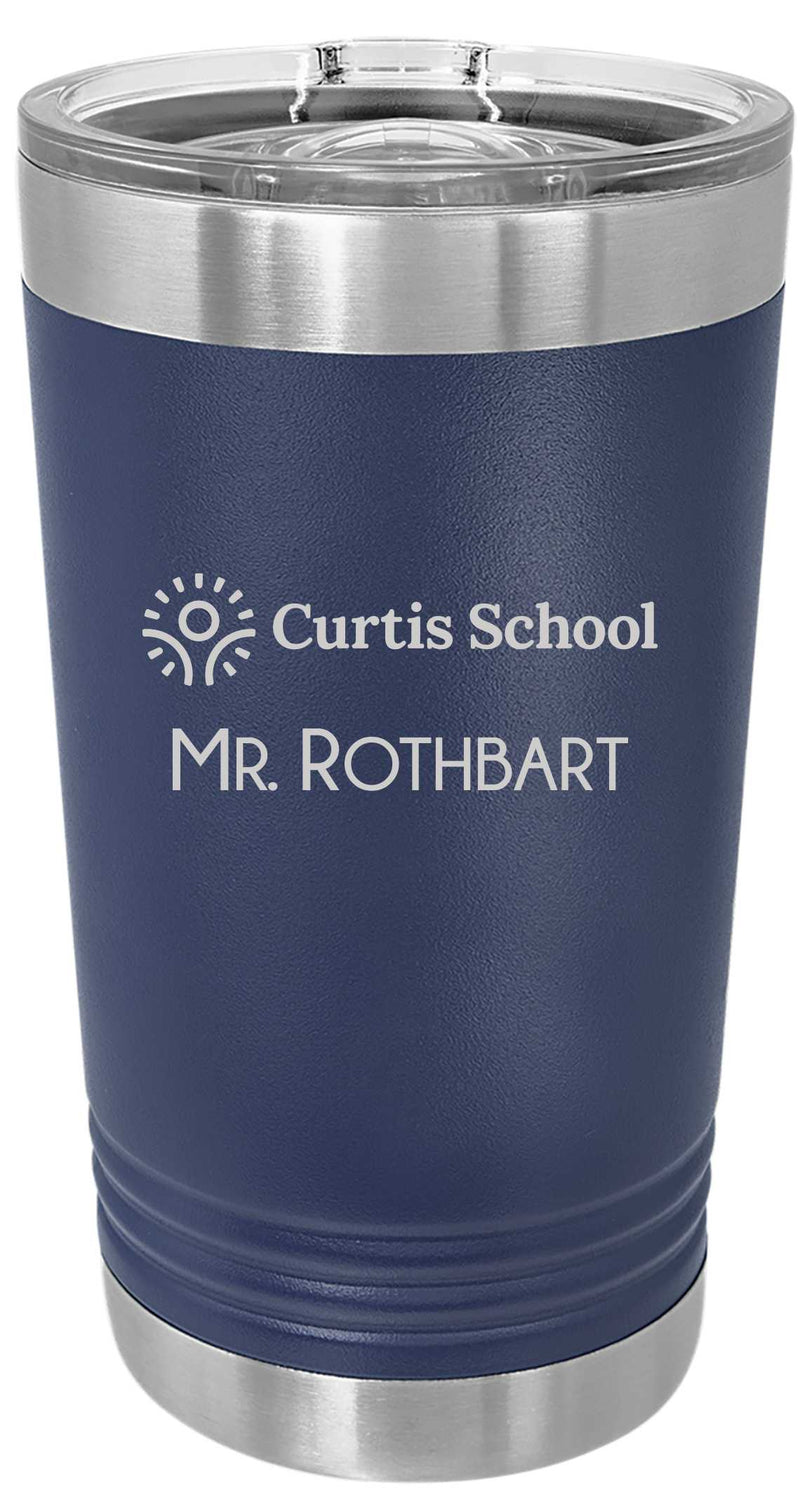 White Personalized Stainless Steel Tumbler (16 oz.) - Curtis School