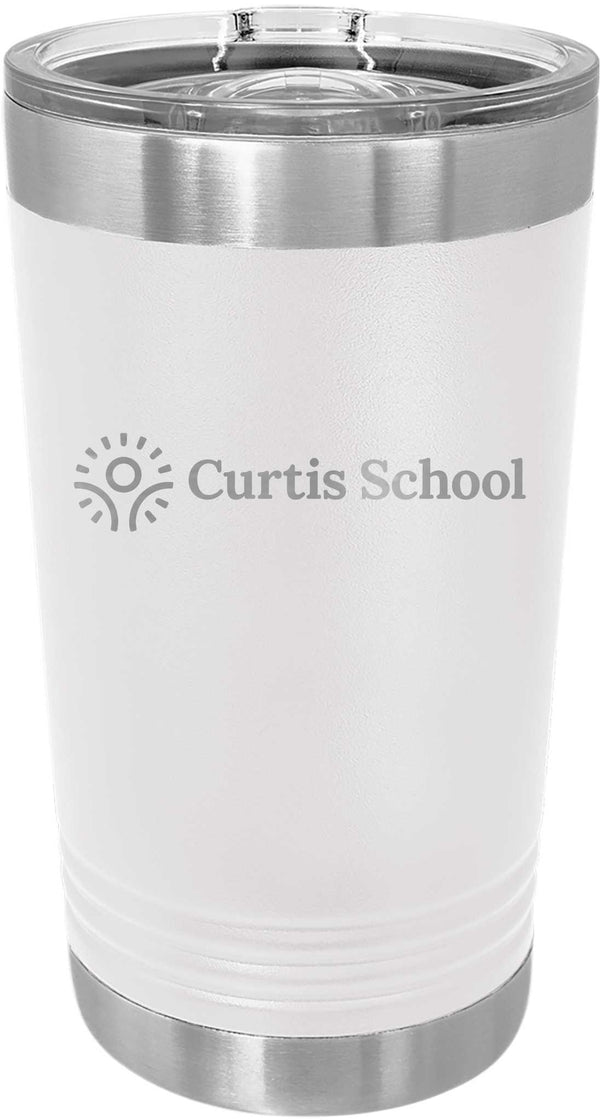 White Personalized Stainless Steel Tumbler (16 oz.) - Curtis School