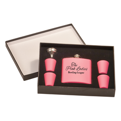 Laserable 6 Ounce Flask Gift Set Matte Pink