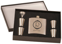 Laserable 6 Ounce Flask Gift Set Stainless Steel