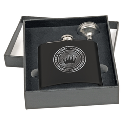 Laserable Flask Gift Set with Funnel Matte Black