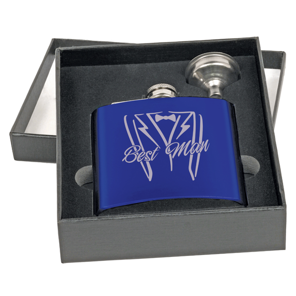 Laserable Flask Gift Set with Funnel Gloss Blue