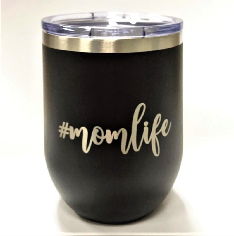 Personalized Stemless Wine Tumbler (12oz.) - Matte Black