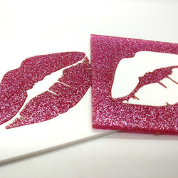 BESAME Glitter Coaster Pink - Set of 2