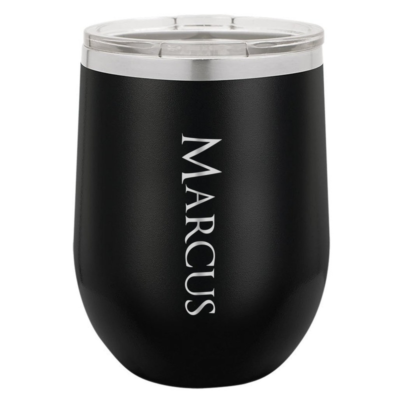 Personalized Stemless Wine Tumbler (12oz.) - Matte Black