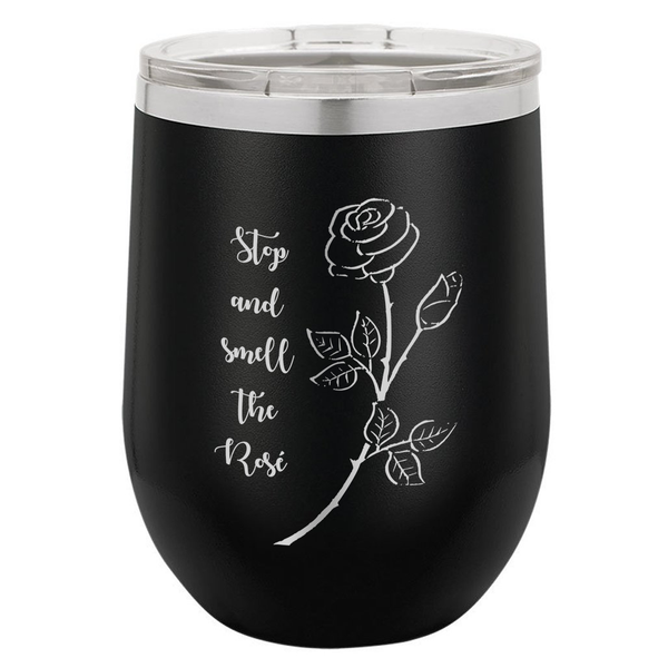 Personalized Stemless Wine Tumbler (12oz.) - Matte Black