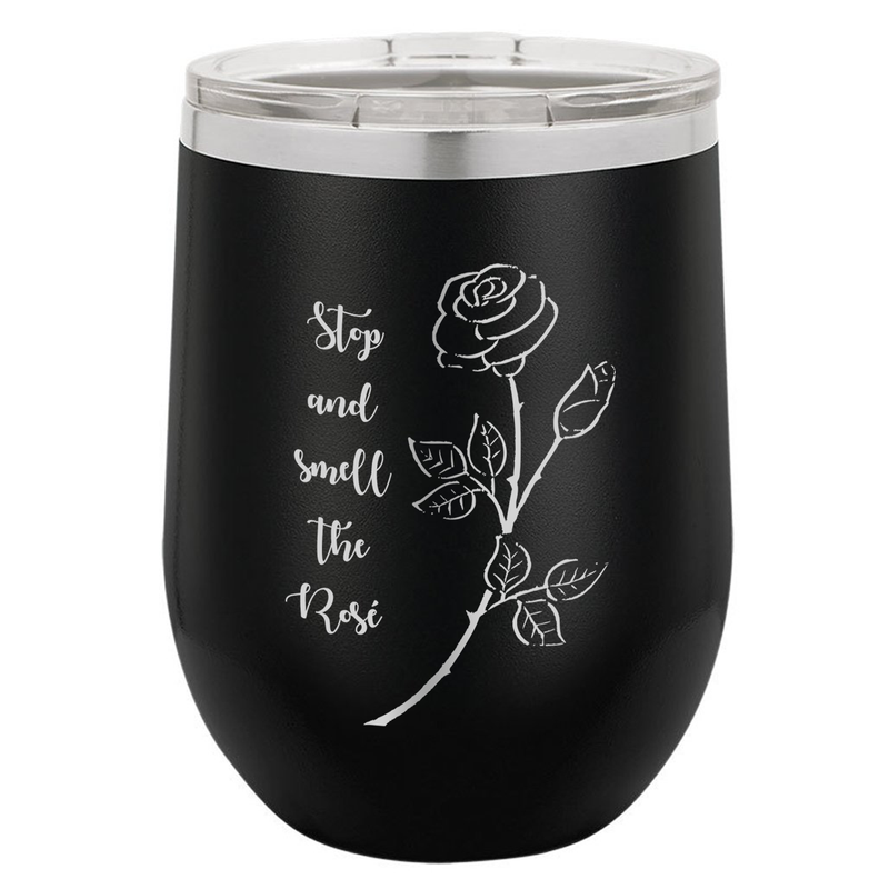 Personalized Stemless Wine Tumbler (12oz.) - Matte Black