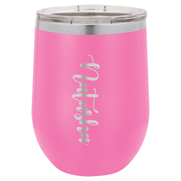 Personalized Stemless Wine Tumbler (12oz.) - Radiant Pink.