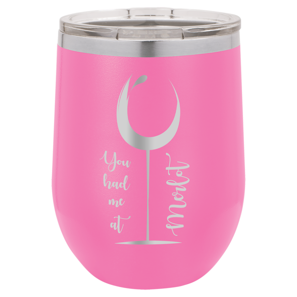 Personalized Stemless Wine Tumbler (12oz.) - Radiant Pink.